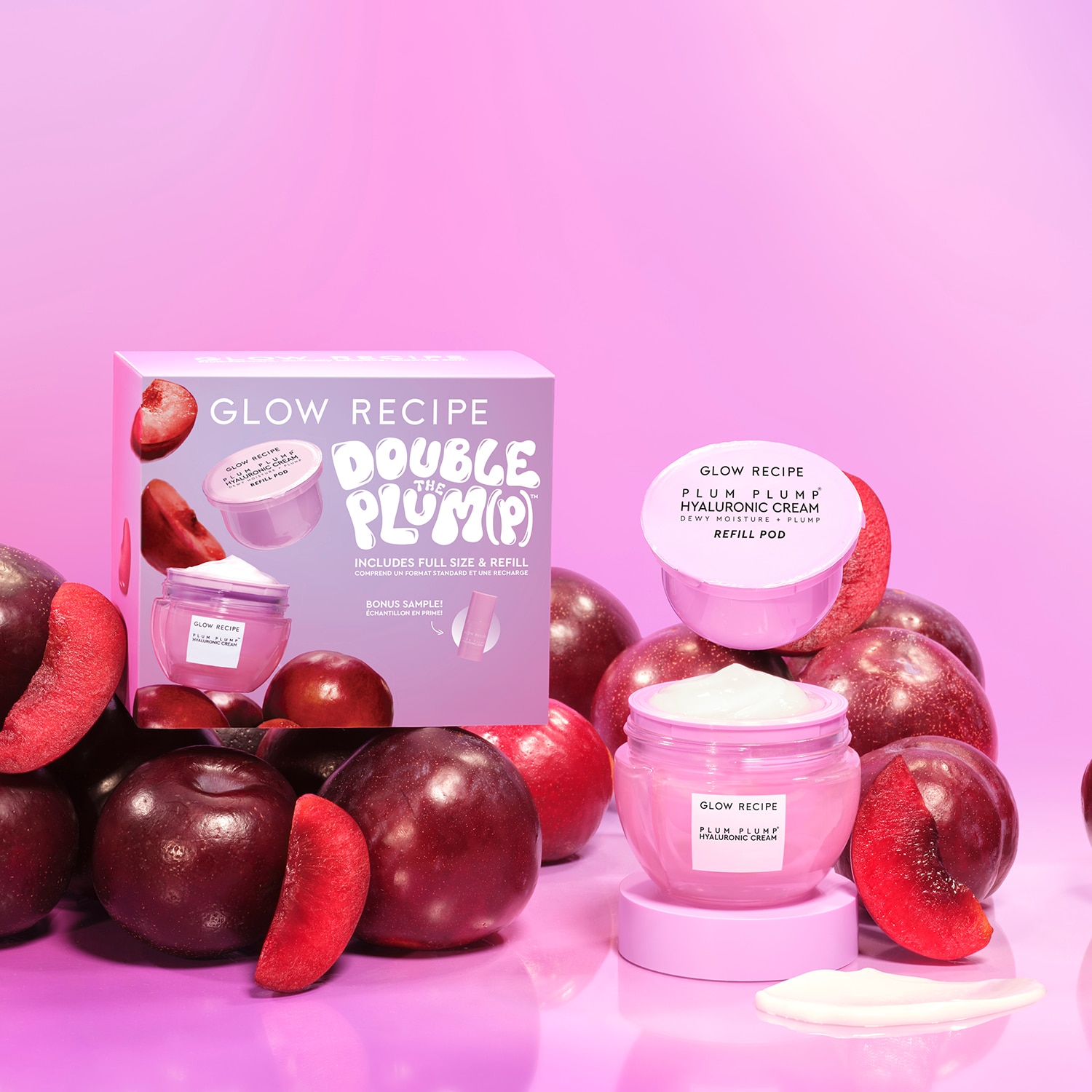 DOUBLE THE PLUM(P) HYALURONIC ACID MOISTURIZER REFILLABLE KIT ( SET PARA CUIDADO DE LA PIEL)
